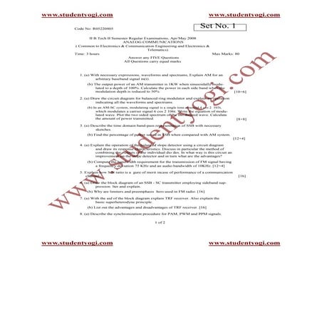 Analog Communications Jntu Model Paper{Www.Studentyogi.Com}