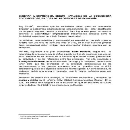 Analogía de penrose y educación emprendedora