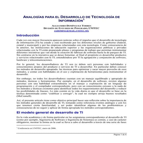 Analogías para el desarrollo de ti