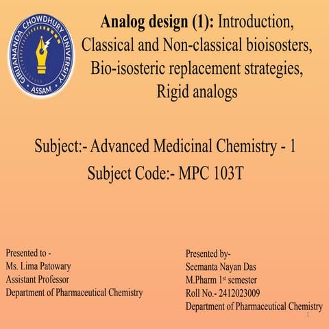 Analog design-Bioisosteric replacement strategies