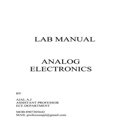 Analog electronics LAB MANUAL