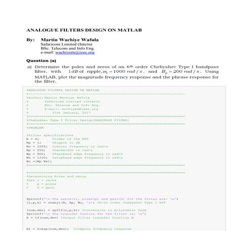 Analog filters matlab_examples