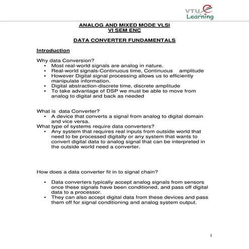 Analog mixed vlsi notes