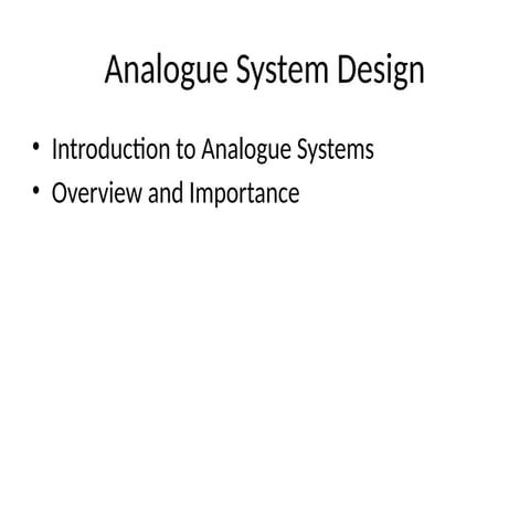 Analog layout and design basics presentation | PPTX