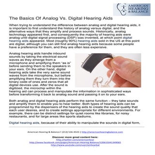 Analog vs Digital Hearing Aids