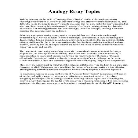 Analogy Essay Topics. Grand Valley State University