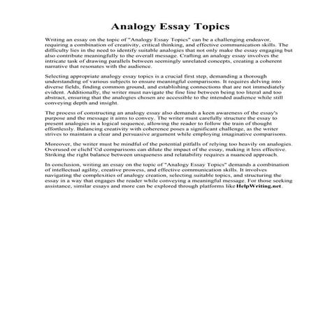 Analogy Essay Topics