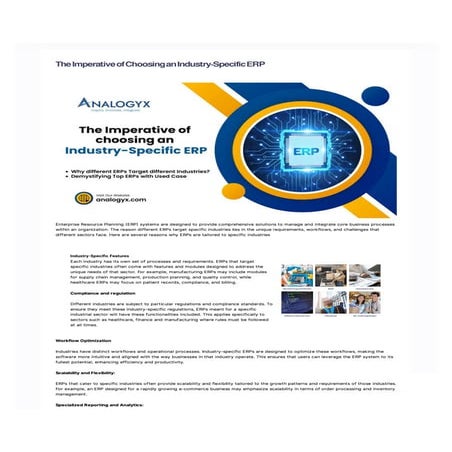 The Imperative of Choosing an Industry-Specific ERP