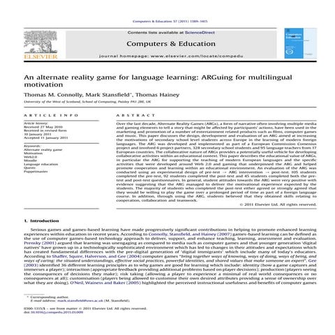 An alternate reality game for language learning and multilingual motivation