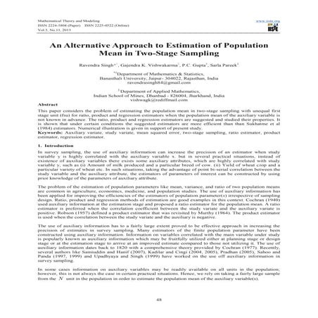 An alternative approach to estimation of population