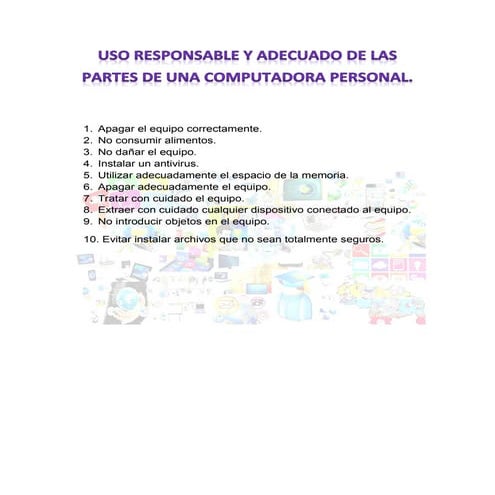 Uso responsable y adecuado de una computadora | PDF