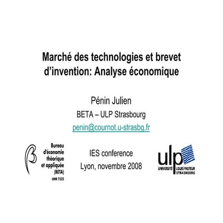 Analyse écomique des brevets