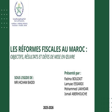 Les réformes fiscales au Maroc : objectifs, résultats et défis de mise ...