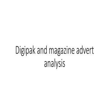 Analyse magazine adverts or digipak