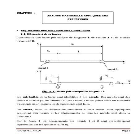 Analyse matricielle appliquée aux structures méthode des éléments finis