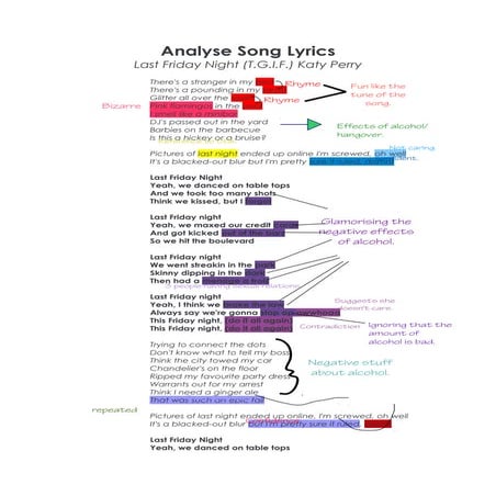 Analyse song lyrics