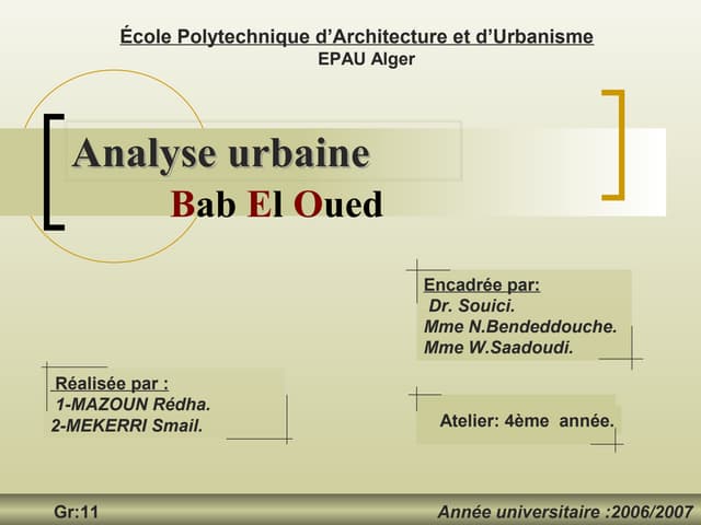 Analyse urbaine bab el oued1