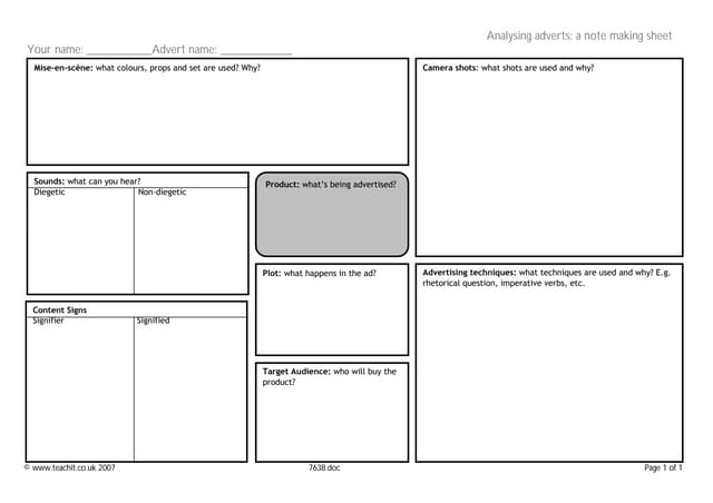 Analysing adverts note_sheet
