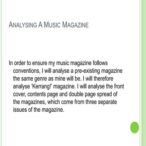 Analysing a music magazine