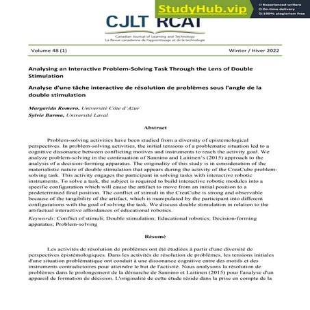 Analysing An Interactive Problem-Solving Task Through The Lens Of Double Stim...