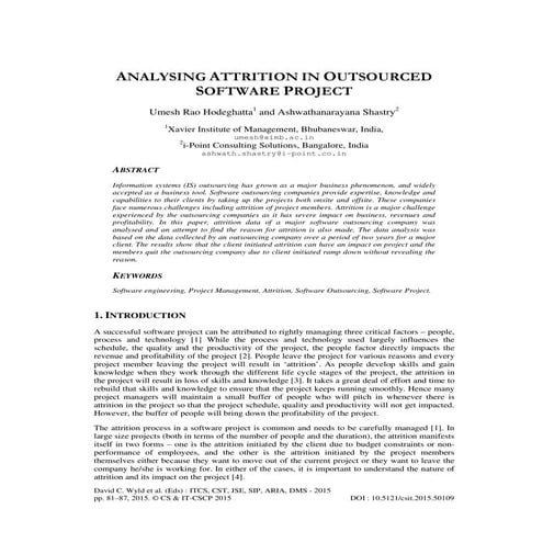 Analysing Attrition in Outsourced Software Project