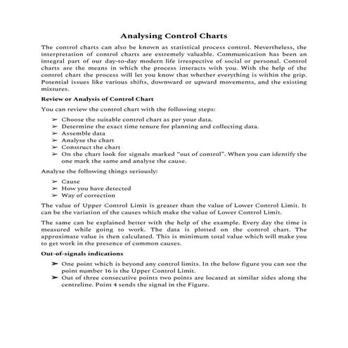 Analysing control charts