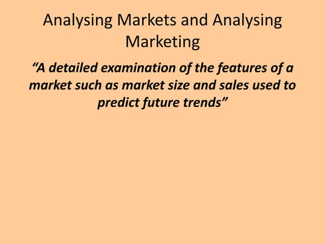 Analysing markets