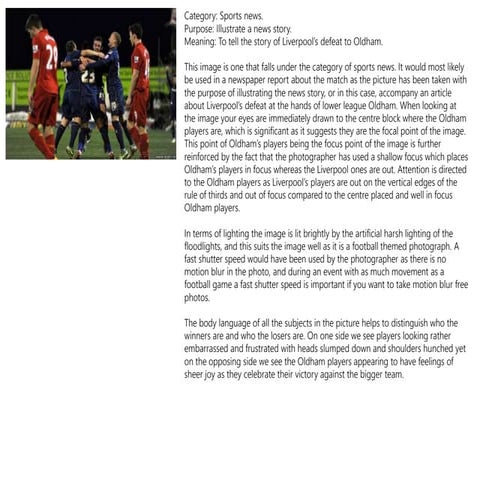 Analysing photographs