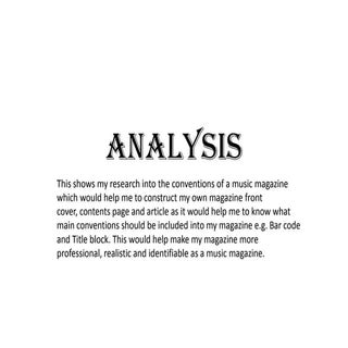 Conventions of a Music Magazine