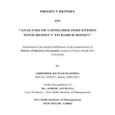 Analysis of-consumer-perception-on-dabur-honey