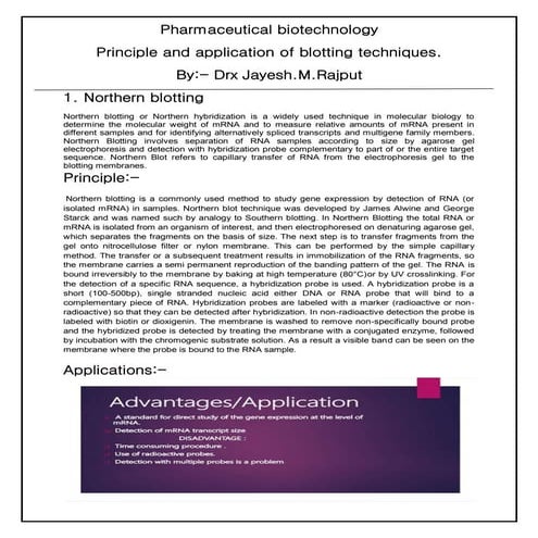 Principle and application of blotting techniques