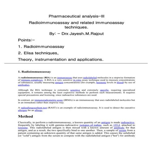 Radioimmunoassay and related immunoassay techniques
