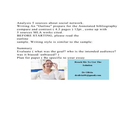 Analysis 5 sources about social network. Writing An Outline .docx