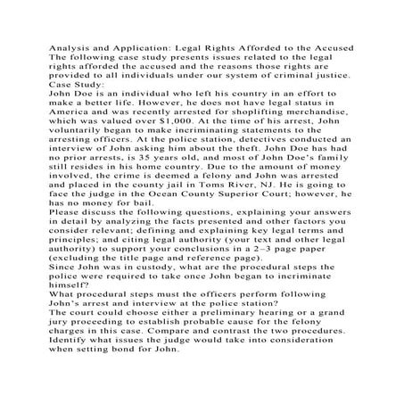 Analysis and Application Legal Rights Afforded to the AccusedThe .docx