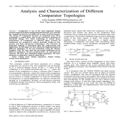Analysis and Characterization of Different Comparator Topologies