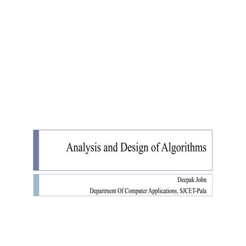 Analysis and design of algorithms part 4 | PPT