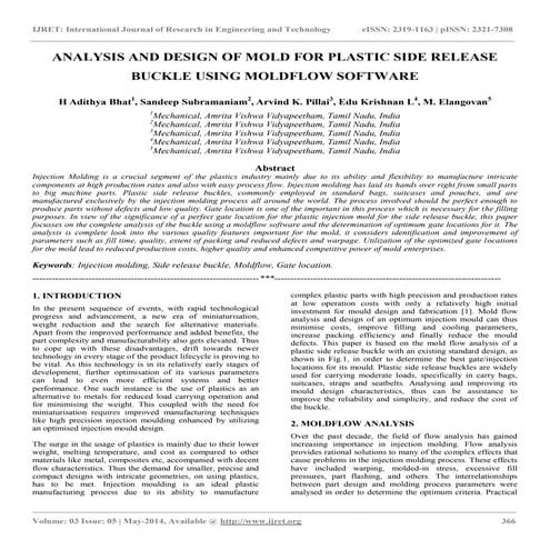 Analysis and design of mold for plastic side release buckle using moldflow so...