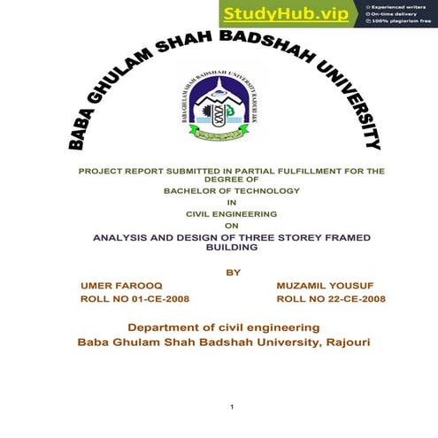 ANALYSIS AND DESIGN OF THREE STOREY FRAMED BUILDING