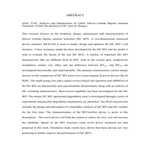 Analysis and Optimization of 1200V Silicon Carbide Bipolar