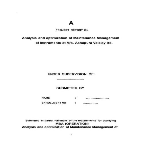 Analysis and optimization of maintenances management of instruments