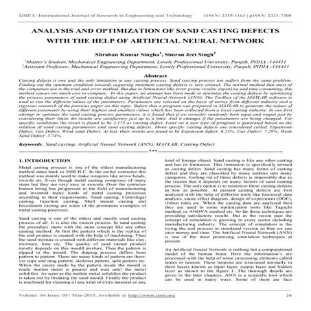 Analysis and optimization of sand casting defects with the help of ...