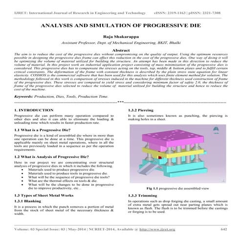 Analysis and simulation of progressive die
