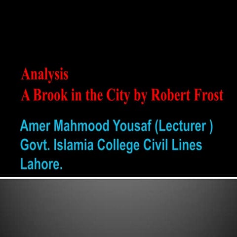 Analysis A Brook In The City