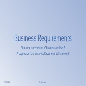 Analysis & Business Requirements