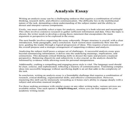 Sample Textual Analysis Essay. Judson University | PDF