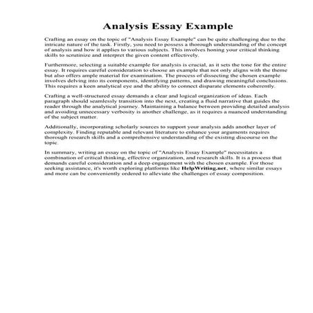 Analysis Essay Example.  Writing a critical analysis paper. PDF HOW TO WRITE ...
