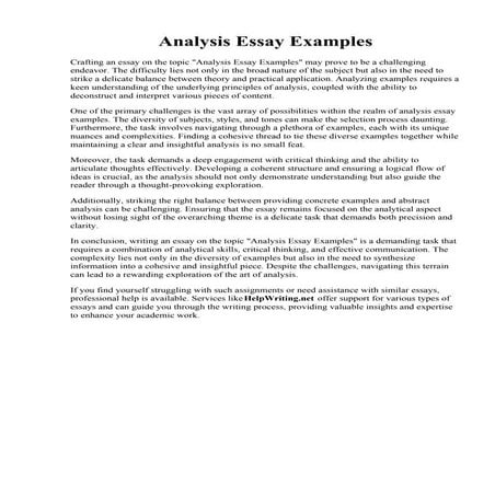 Analysis Essay Examples.  Writing a critical analysis paper. PDF HOW TO WRITE...