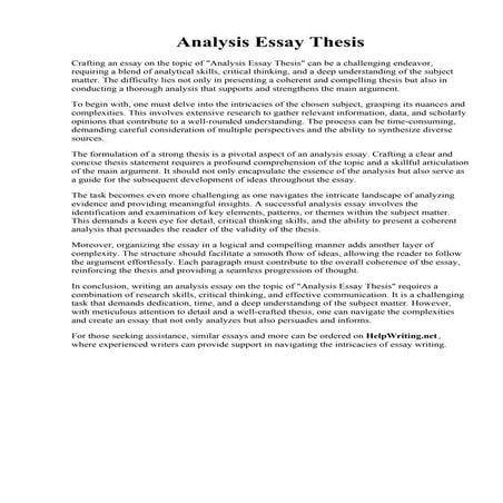 Analysis Essay Thesis