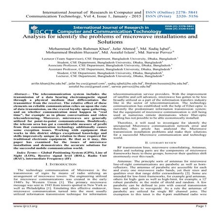 Analysis for identify the problems of microwave installations and
