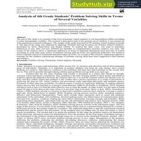 Problem-solving skills of high school students in chemistry | PDF